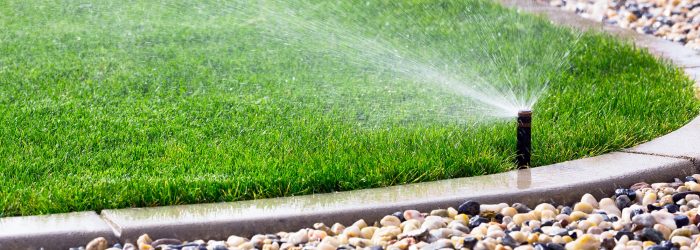 Sprinker System Watering Lawn